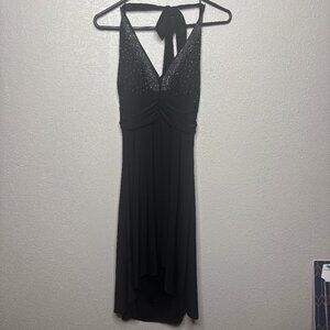 Gidani USA Dress Womans L Black Vintage Y2K Halter Top Rhinestones  cre_collecti